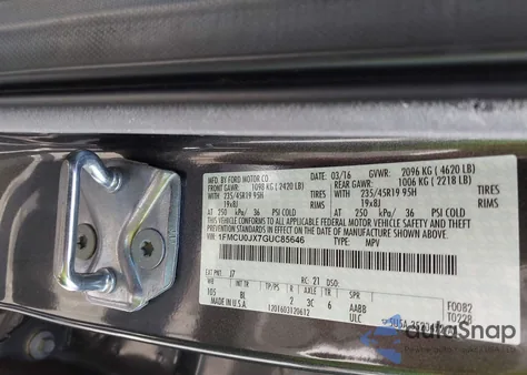 2016 Ford Escape Titanium from USA, damaged, VIN 1FMCU0JX7GUC85646